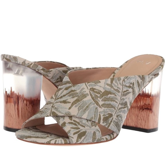 Pour La Victoire Sandals 8.5 Resort Jungle Harley Lucite Block Heel Slip On PLV - Picture 1 of 11